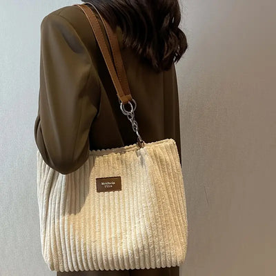 Anaïs™ - Sac fourre-tout élégant en velours côtelé