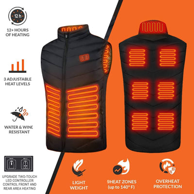 ProWarmer™ - Version mise à jour Gilet chauffant avec 15 zones chauffantes et commandes LED à deux touches