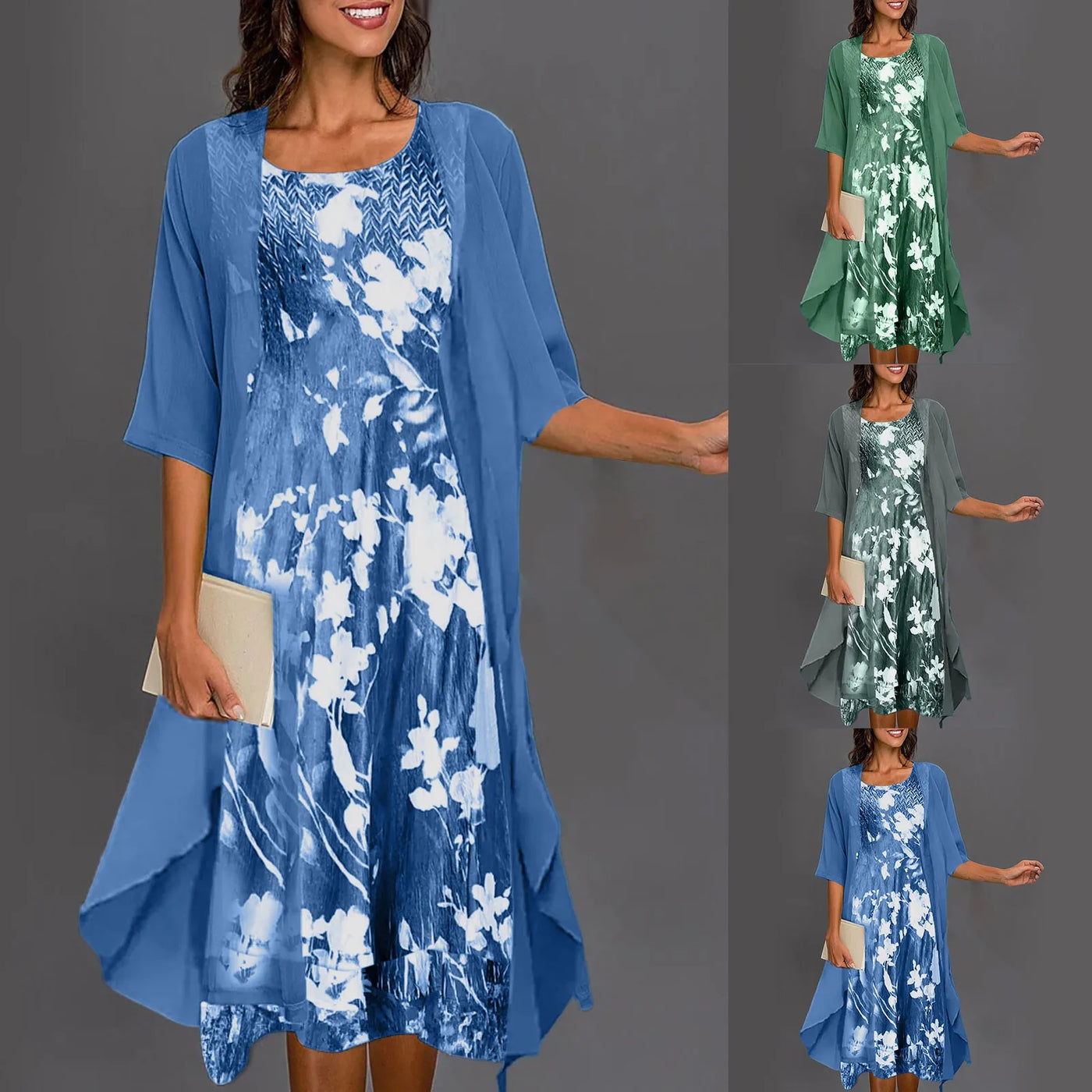 Ariane™ - Ensemble deux pièces élégant avec robe à imprimé floral